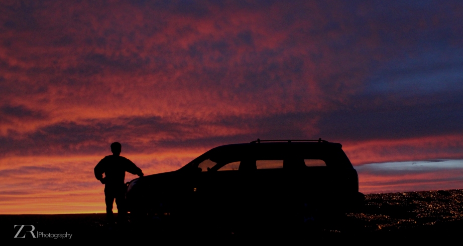 Dad car n sunset